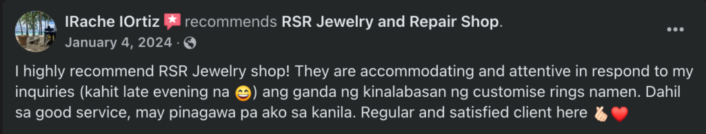 RSR reviews on Facebook