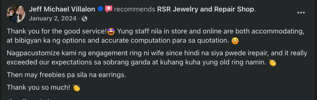 Customer reviews for RSR on Facebook